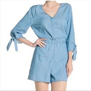 SUSINA chambray 3/4 sleeves romper size S
